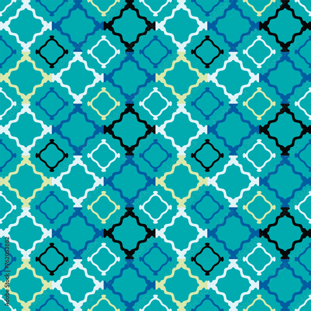 Fototapeta premium Japanese Diamond Square Mosaic Vector Seamless Pattern