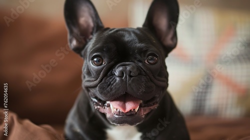 Black French bulldog looking happy © Ainur