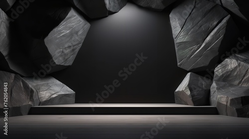 Black dark and gray geometric Stone and Rock background