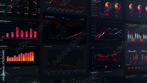 An engaging and interactive dashboard showcasing realtime data and analytics displaying various charts and graphs measuring productivity and performance on a daily weekly photo