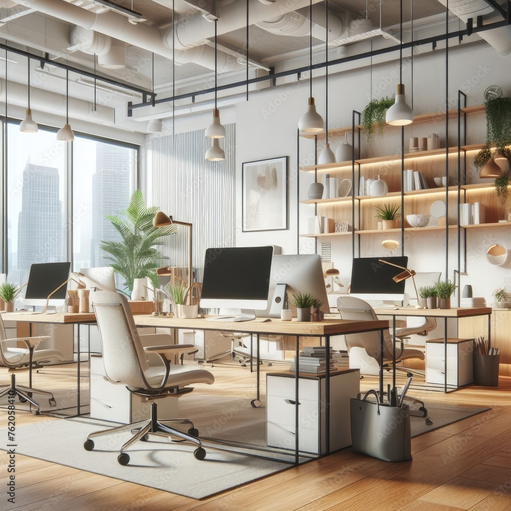 Fototapeta premium Modern and Comfortable Workspace Design