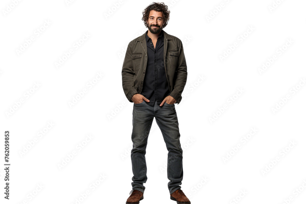 Man Standing With Hands in Pockets. On a White or Clear Surface PNG Transparent Background. Man Standing With Hands in Pockets. On a White or Clear Surface PNG Transparent Background.