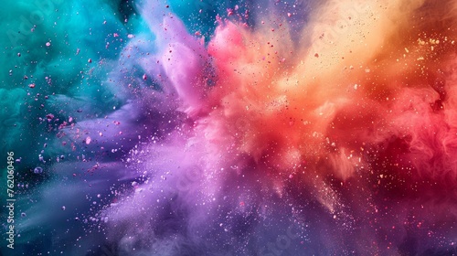 Colored powder explosion, A colorful, multi-colored background with a lot of small dots. The background is a mix of blue, red, and yellow