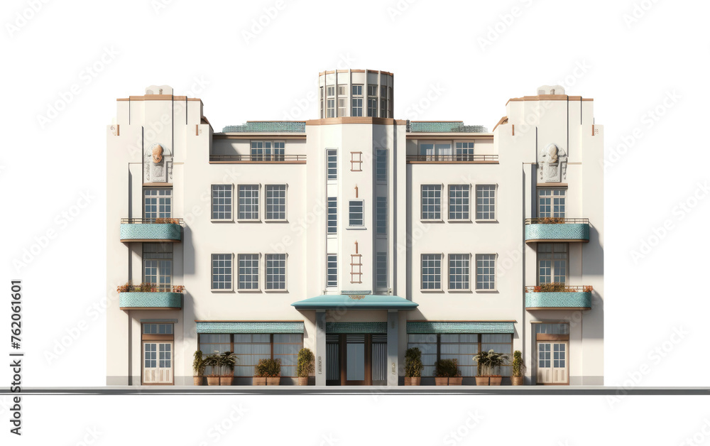 Large White Building With Multiple Balconies. On a White or Clear Surface PNG Transparent Background. Large White Building With Multiple Balconies. On a White or Clear Surface PNG Transparent Background.