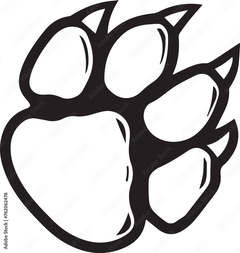 Silhouette of a wild animal's paw. Vector large black paw. Silhouette of a wild animal's paw. Vector large black paw.