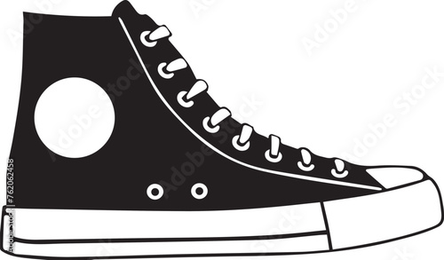 Casual sneaker, vector silhouette. Illustration of a black sneaker.