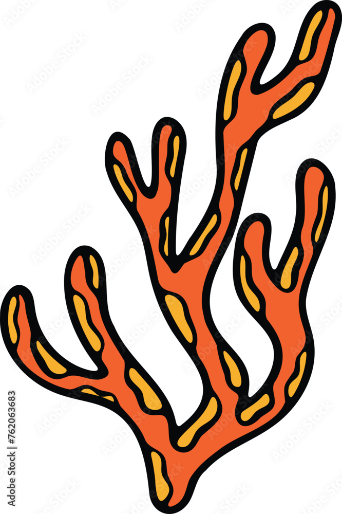 Obraz premium Hand Drawn undersea coral in flat style