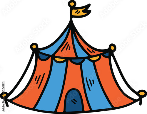 Hand Drawn Carnival tent in flat style