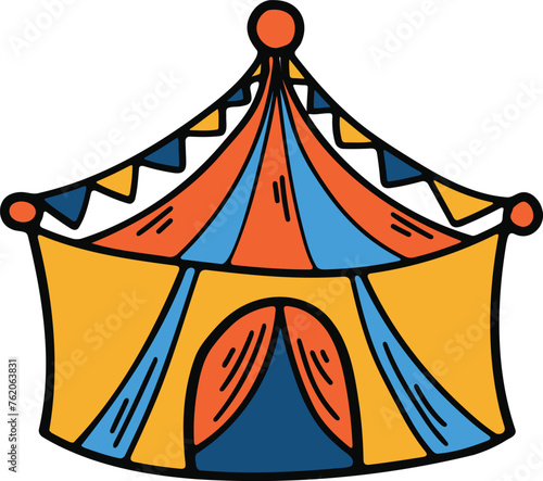 Hand Drawn Carnival tent in flat style