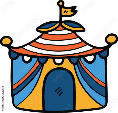Hand Drawn Carnival tent in flat style