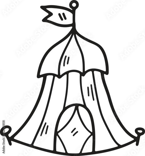 Hand Drawn Carnival tent in flat style