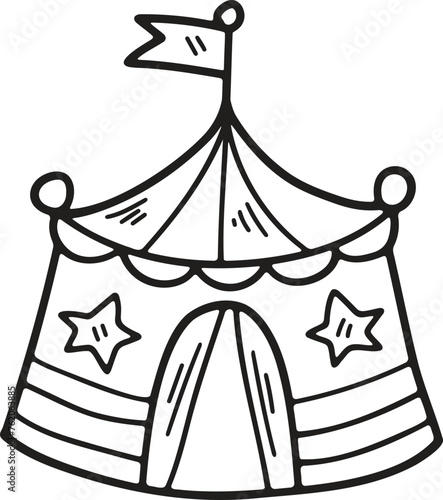 Hand Drawn Carnival tent in flat style