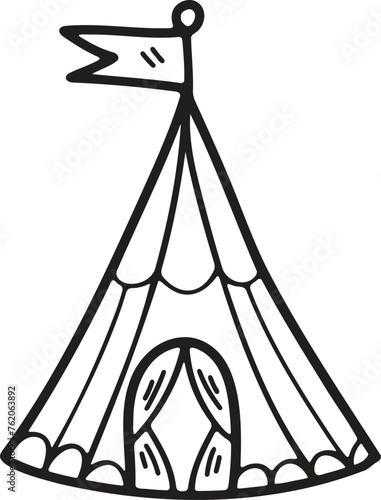 Hand Drawn Carnival tent in flat style