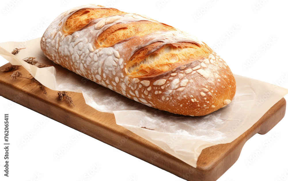Loaf of Bread on Cutting Board. On a White or Clear Surface PNG Transparent Background. Loaf of Bread on Cutting Board. On a White or Clear Surface PNG Transparent Background.