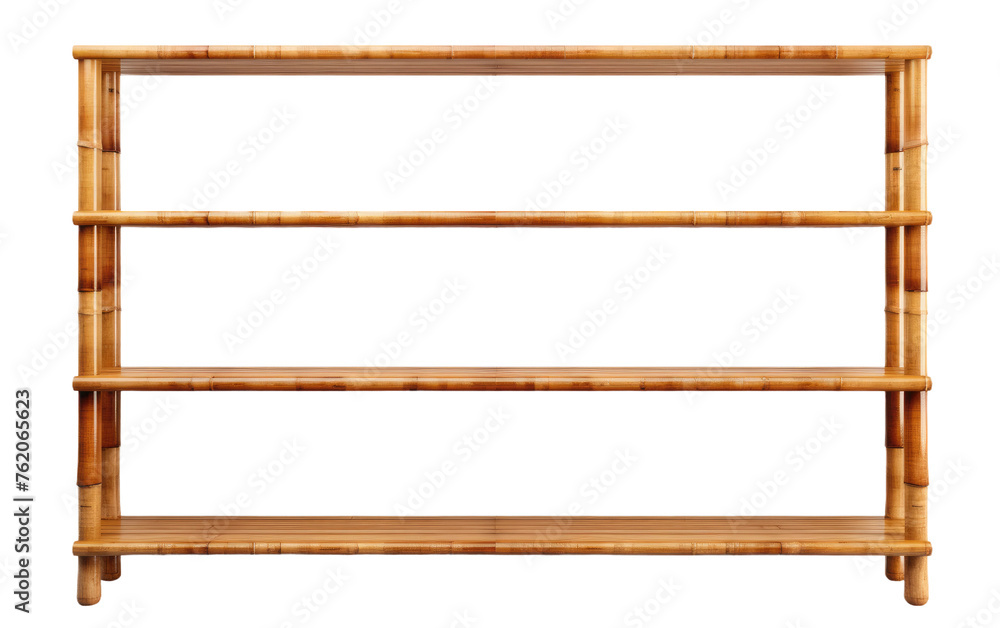 Bamboo Shelving Unit With Three Shelves. On a White or Clear Surface PNG Transparent Background. Bamboo Shelving Unit With Three Shelves. On a White or Clear Surface PNG Transparent Background.