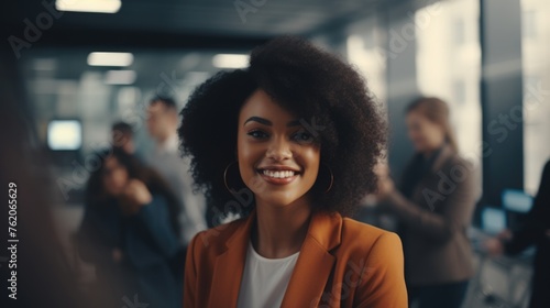 A Smiling Woman in a Business Suit. Fictional character created by Generated AI. 