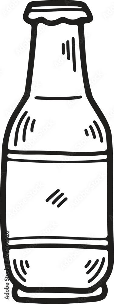 Hand Drawn beer bottle in flat style Hand Drawn beer bottle in flat style