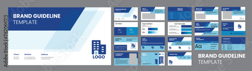 Style Guide Template for Branding Guidelines. Blue Accent Presentation Design.