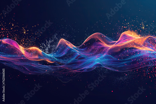 Abstract background with glowing particles.