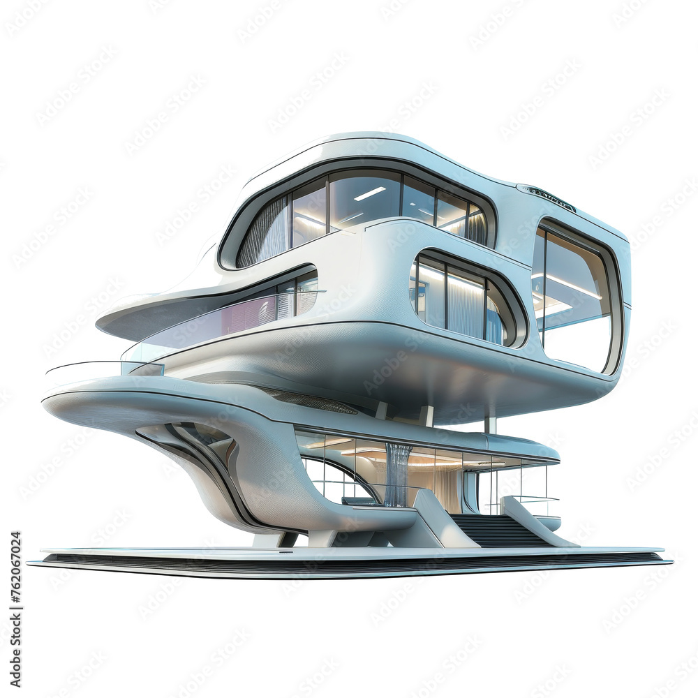 Futuristic Concept House isolated on white
