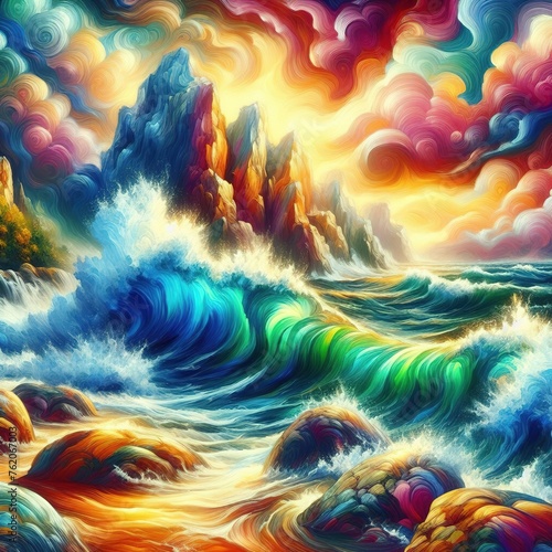 Sea landscape with digital art style