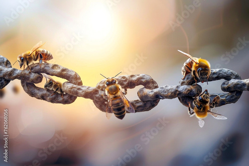 honey bees on rusty chain © Adeel  Hayat Khan