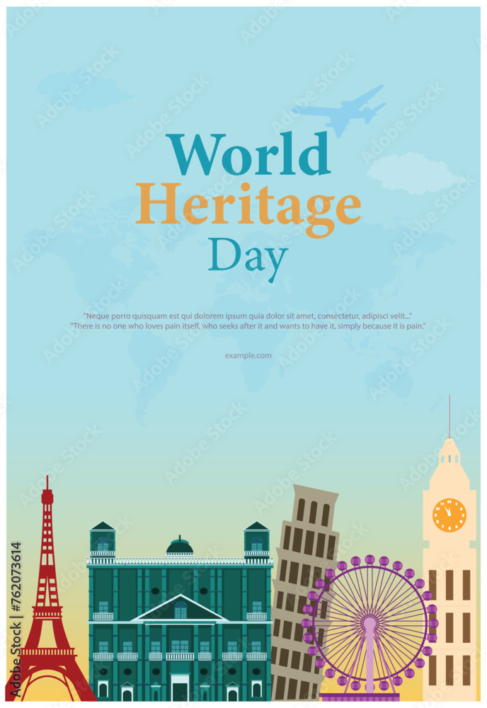 Vector illustration World Heritage Day Editable Post Banner Template