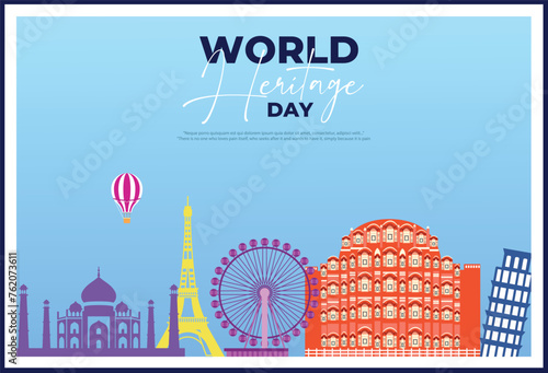 Vector illustration World Heritage Day Editable Post Banner Template