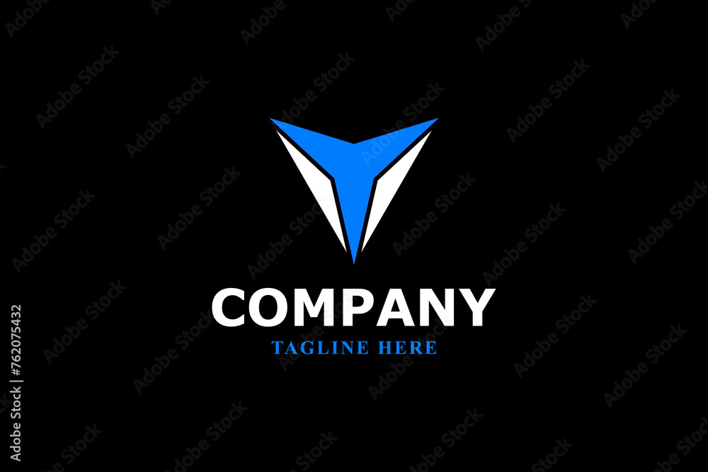 Obraz premium letter v and modern blue star logo