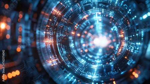 Wallpaper Mural Abstract digital tunnel with glowing blue lights and futuristic technology concept. Torontodigital.ca