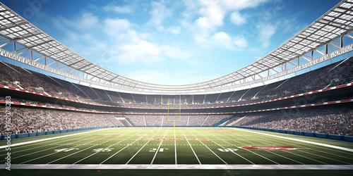 American football stadium with spotlight tailgate players background
