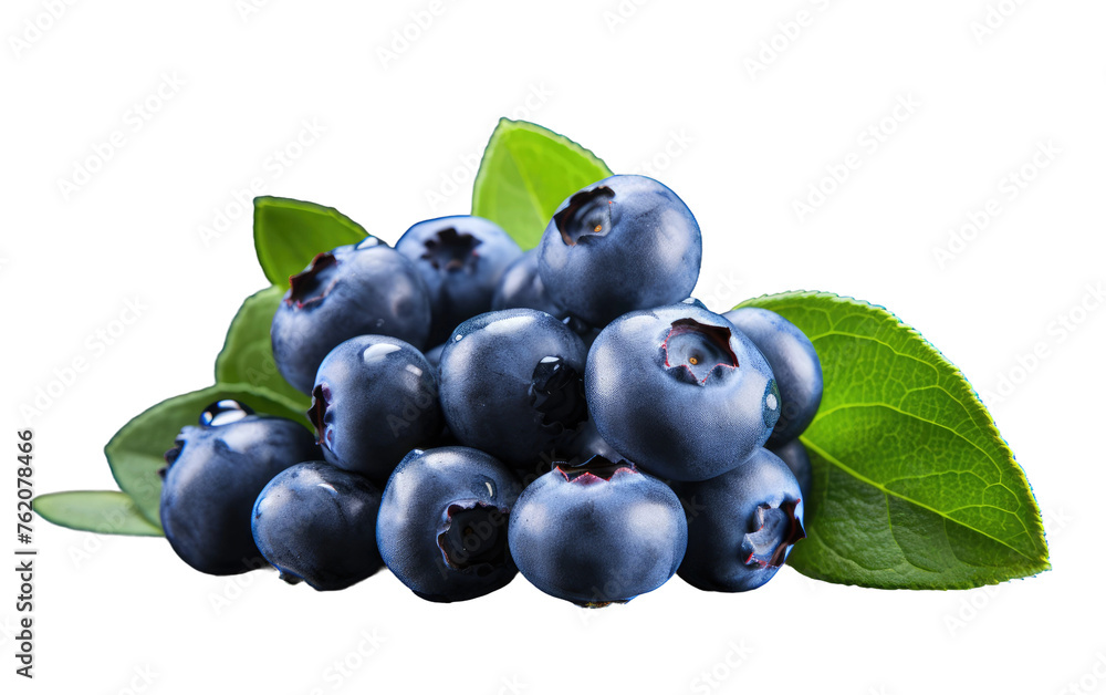 A Bunch of Blueberries With Leaves on a White Background. On a White or Clear Surface PNG Transparent Background. A Bunch of Blueberries With Leaves on a White Background. On a White or Clear Surface PNG Transparent Background.