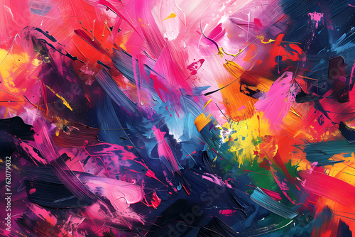 Explosion of Colors in Dynamic Abstract Brushstrokes Illustration