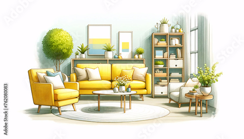 a lively and modern living room