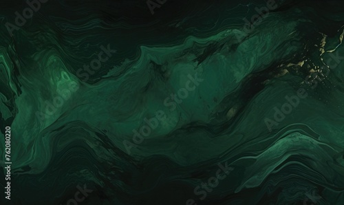 Opulent emerald green abstract texture pattern on dark black marble background
