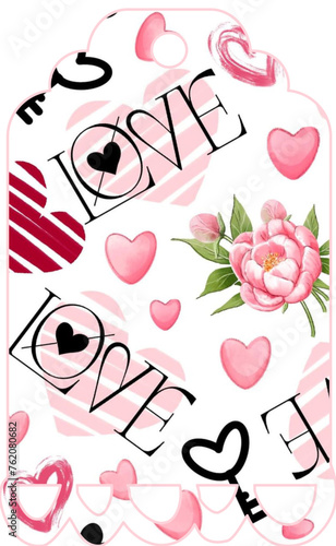 decorated label - base - love style vector graphics with flowers and hearts - ideal as a package sealer, gift tag, jam, liquor, card, vases, bottles, for cricut, sublimation, cutting plotter