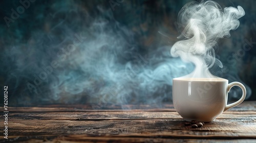 Background of a hot cup of coffee with smoke erupting in the steam