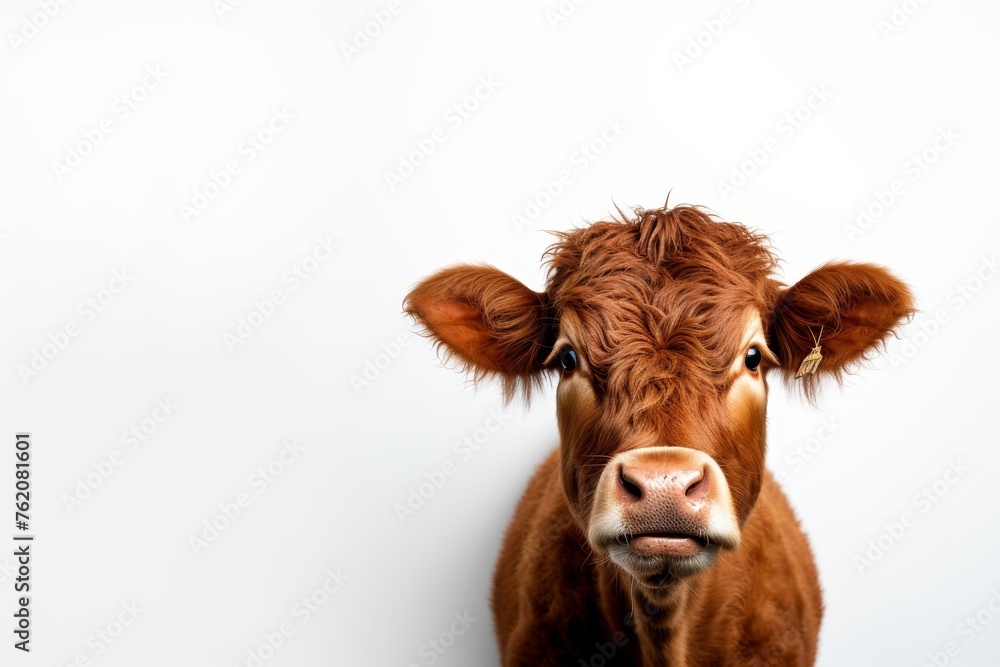 Isolated cow standing on white background for stock photography and farm animal concepts Isolated cow standing on white background for stock photography and farm animal concepts