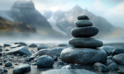 Stones stacked on top of each other on a hiking trail.