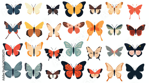 Butterfly collection flat vector isolated on white background