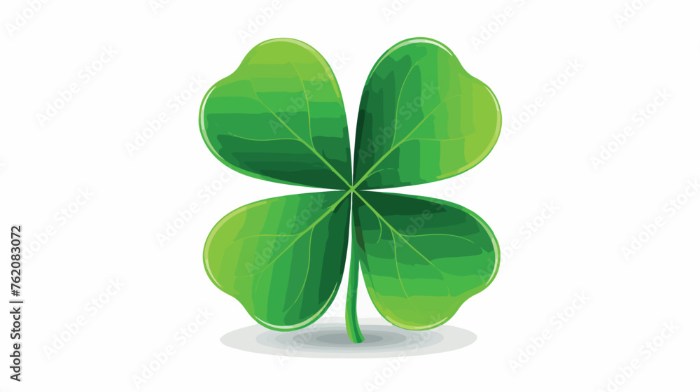 Cartoon four leaf clover flat vector isolated on white background