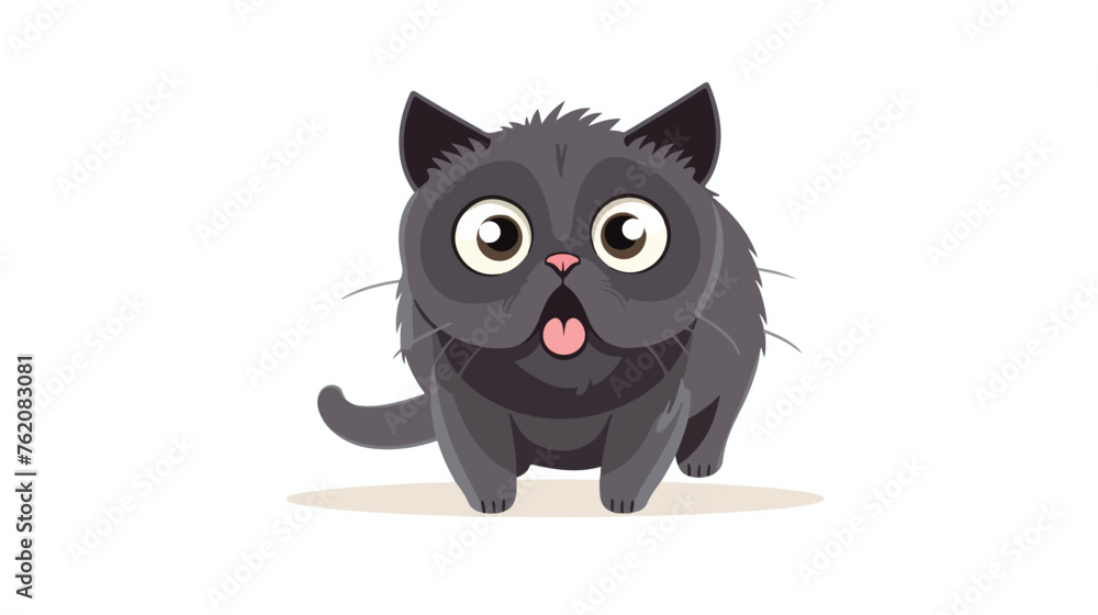 Cartoon frightened cat flat vector isolated on white background