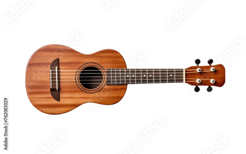 Wooden Top Ukulele With Strings. On a White or Clear Surface PNG Transparent Background.