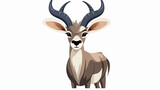 Cartoon smiling Kudu flat vector isolated on white background 