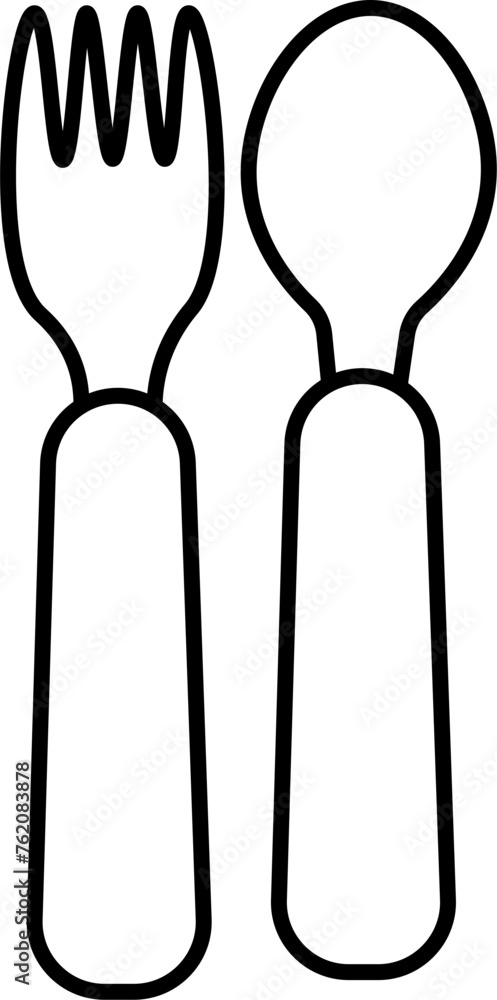 Baby Cutlery Outline Illustration Vector Baby Cutlery Outline Illustration Vector