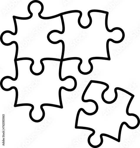 Puzzle Pieces Outline Illustration Vector