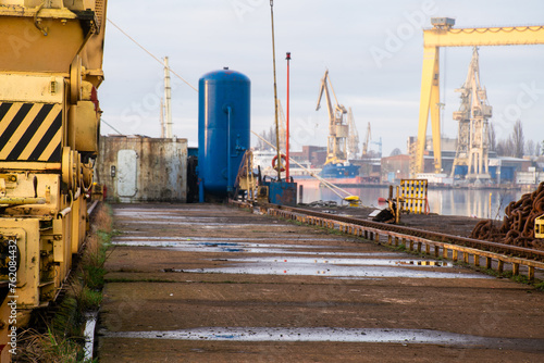 the quay of the ship repair yard including cranes © Mike Mareen