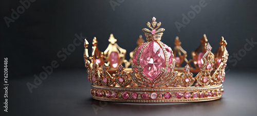 StudTiara for girl's fifteenth birthday on transparent backgroundio shot of tiara with artificial pink gemstones 