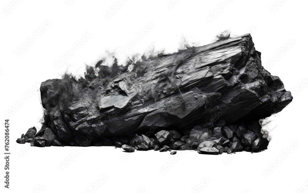 Rock Emitting Black Smoke. On a White or Clear Surface PNG Transparent Background.