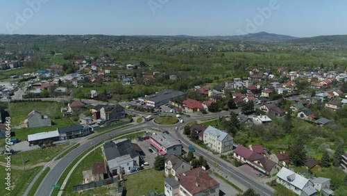 Beautiful Landscape Mountains Roundabout Jaslo Aerial View Poland photo